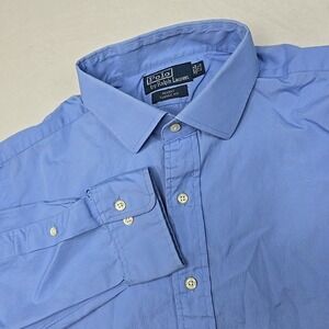 Polo Ralph Lauren 17.5 34/35 Regent Classic Fit Long Slv Button‎ Down Shirt Blue